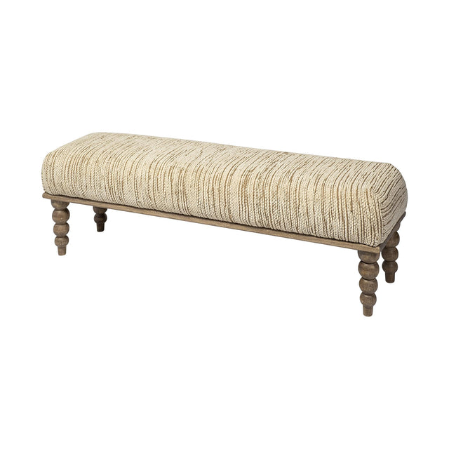 Mercana Alder II 55L x 16W Cream Upholstered Seat Wooden Base Accent Bench