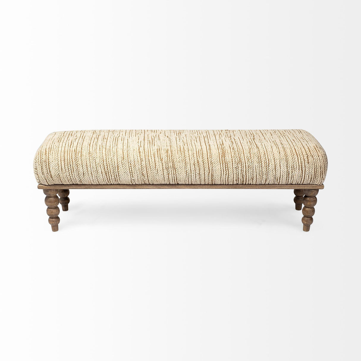 Mercana Alder II 55L x 16W Cream Upholstered Seat Wooden Base Accent Bench