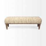 Mercana Alder II 55L x 16W Cream Upholstered Seat Wooden Base Accent Bench