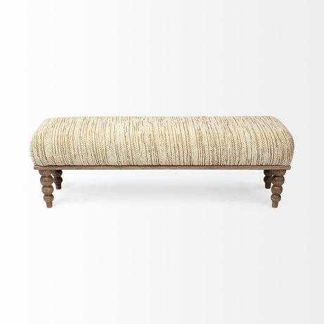 Mercana Alder II 55L x 16W Cream Upholstered Seat Wooden Base Accent Bench