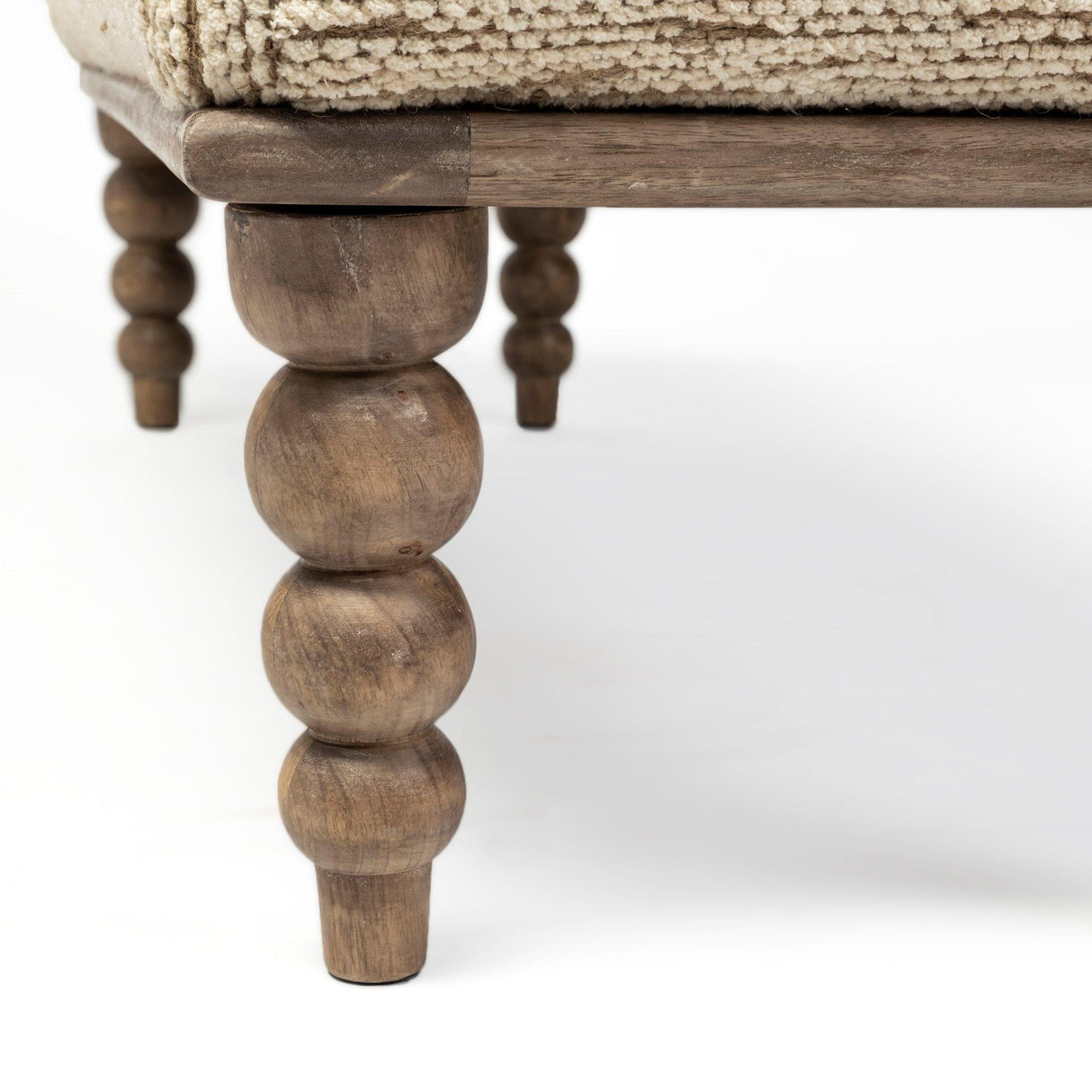 Mercana Alder II 55L x 16W Cream Upholstered Seat Wooden Base Accent Bench