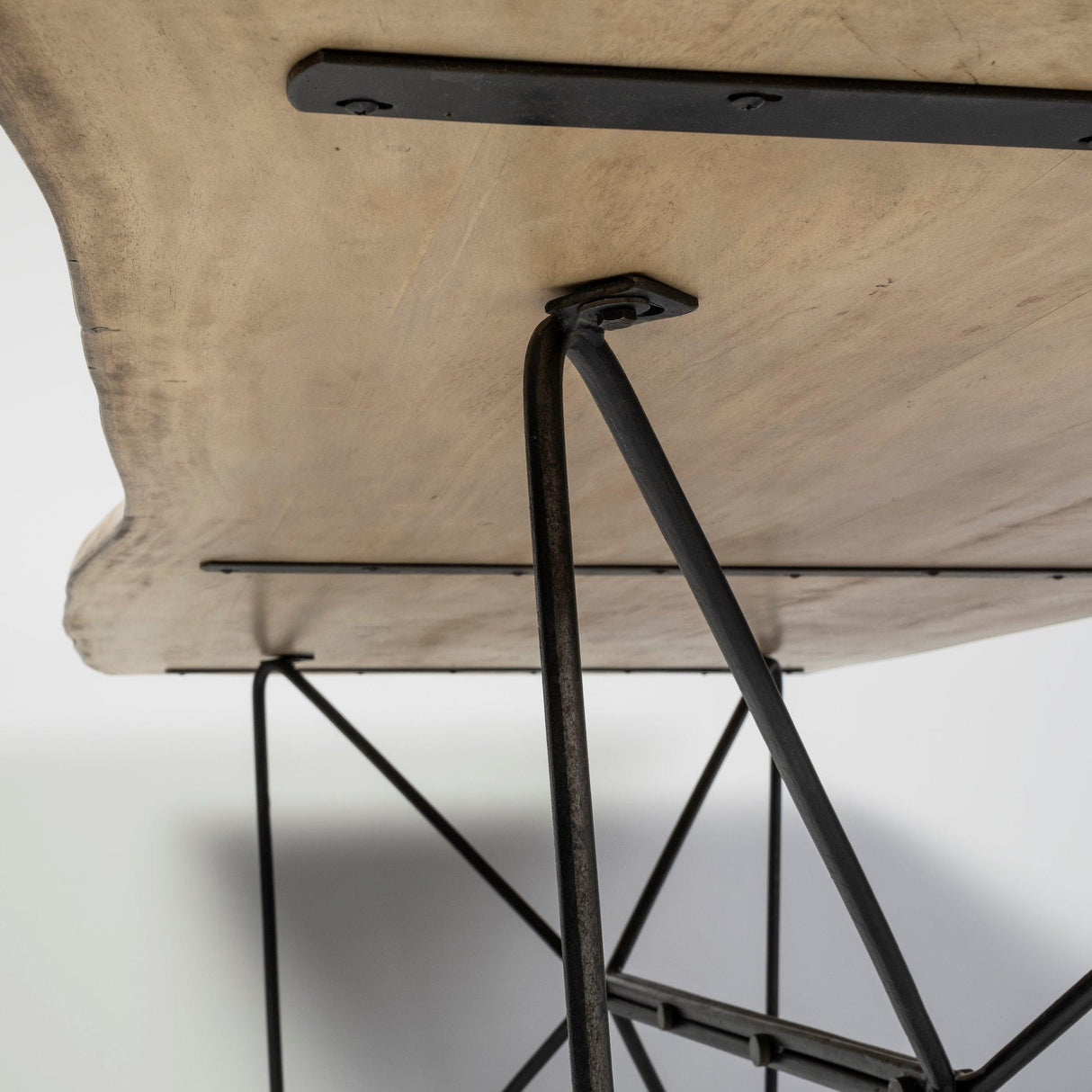 Mercana Papillion II 80x40 Rectangular Blonde Live Edge Sold Wood Top Black Metal Base Dining Table