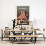 Mercana Papillion II 80x40 Rectangular Blonde Live Edge Sold Wood Top Black Metal Base Dining Table