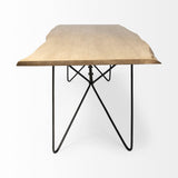 Mercana Papillion II 80x40 Rectangular Blonde Live Edge Sold Wood Top Black Metal Base Dining Table