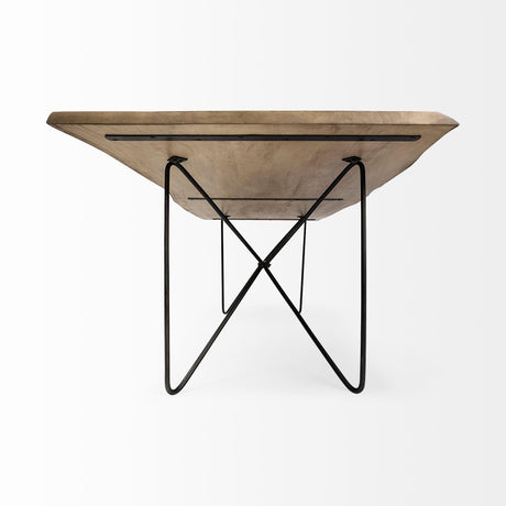 Mercana Papillion II 80x40 Rectangular Blonde Live Edge Sold Wood Top Black Metal Base Dining Table