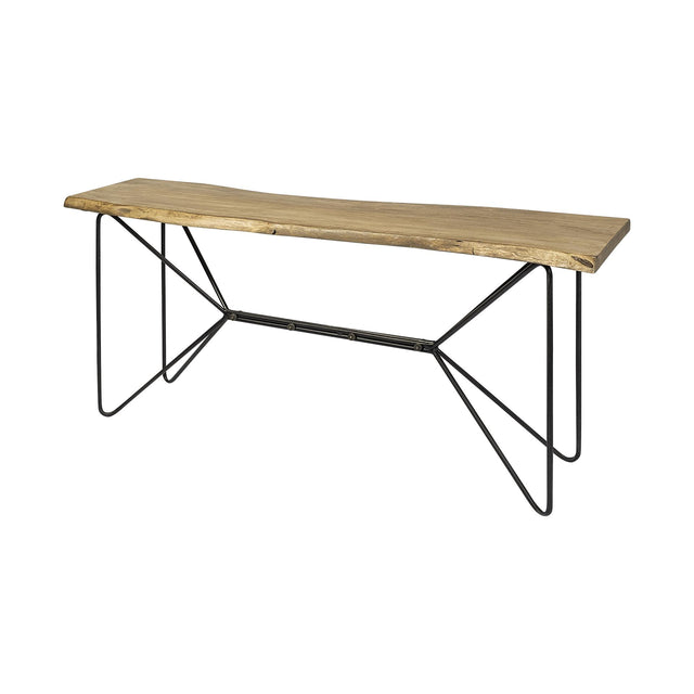 Mercana Papillion I 66L x 16W Blonde Wood and Iron Console Table