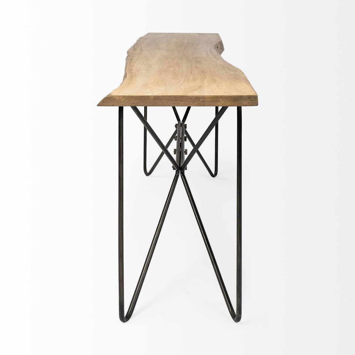 Mercana Papillion I 66L x 16W Blonde Wood and Iron Console Table