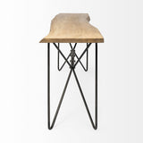 Mercana Papillion I 66L x 16W Blonde Wood and Iron Console Table