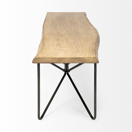 Mercana Papillion III 66L x 16W Blonde Wood And Iron Dining Bench