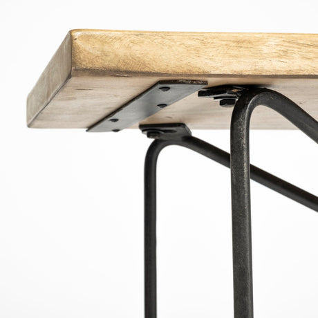 Mercana Papillion III 66L x 16W Blonde Wood And Iron Dining Bench