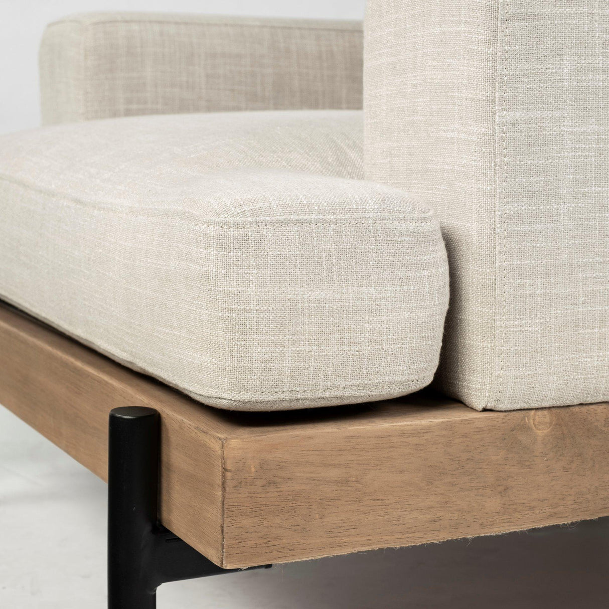 Mercana Colburne I Beige Fabric W/ Wood and Iron Frame Accent Chair