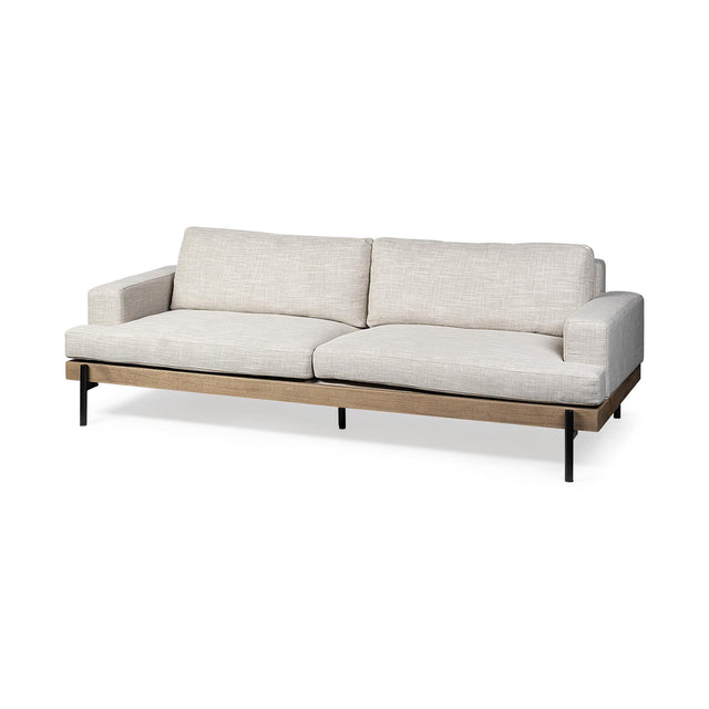 Mercana Colburne II 95" Beige Upholstered Three Seater Sofa