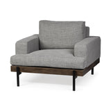 Mercana Colburne I Gray Fabric W/ Wood and Iron Frame Accent Chair