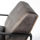 Mercana Stamford Black Genuine Leather Seat w/ Wood Back, Metal Frame Accent Chair