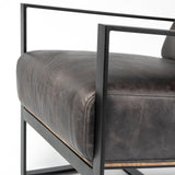 Mercana Stamford Black Genuine Leather Seat w/ Wood Back, Metal Frame Accent Chair