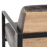 Mercana Stamford Black Genuine Leather Seat w/ Wood Back, Metal Frame Accent Chair