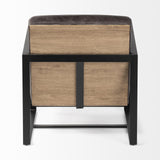 Mercana Stamford Black Genuine Leather Seat w/ Wood Back, Metal Frame Accent Chair