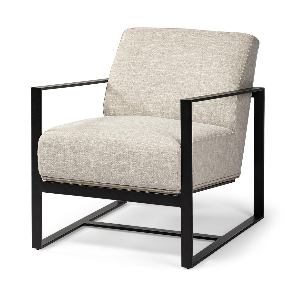 Mercana Stamford Light Beige Upholstered Seat w/ Wood Back, Metal Frame Accent Chair
