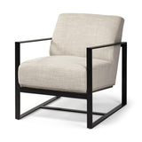 Mercana Stamford Light Beige Upholstered Seat w/ Wood Back, Metal Frame Accent Chair