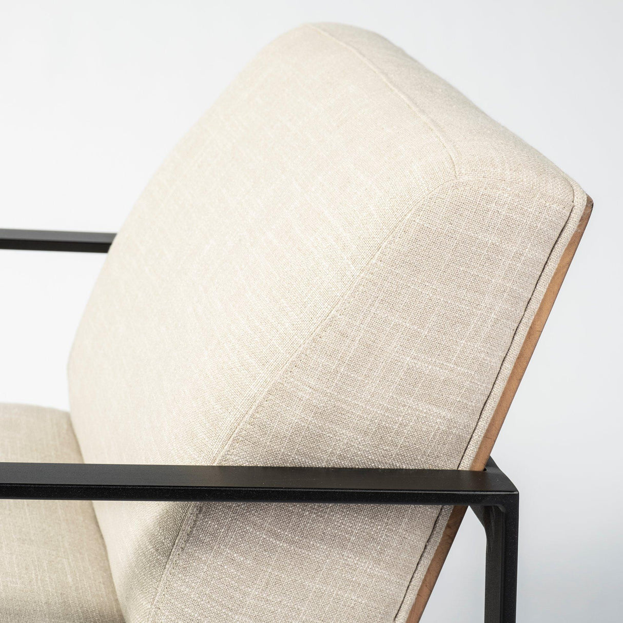 Mercana Stamford Light Beige Upholstered Seat w/ Wood Back, Metal Frame Accent Chair
