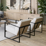 Mercana Stamford Light Beige Upholstered Seat w/ Wood Back, Metal Frame Accent Chair