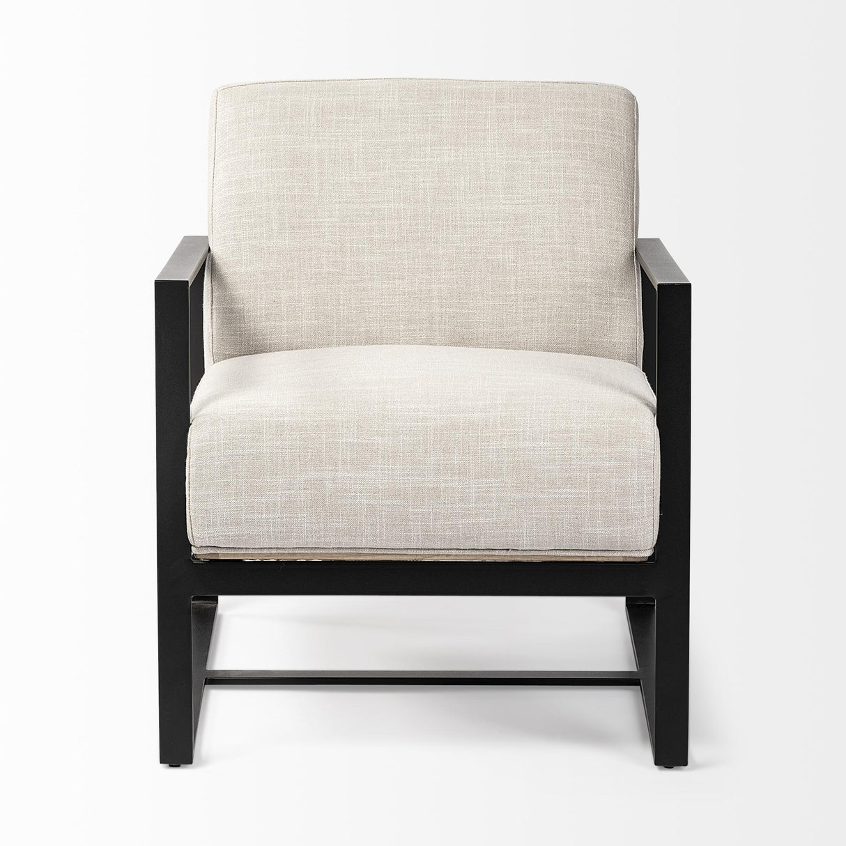 Mercana Stamford Light Beige Upholstered Seat w/ Wood Back, Metal Frame Accent Chair