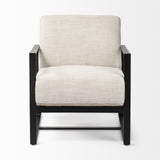 Mercana Stamford Light Beige Upholstered Seat w/ Wood Back, Metal Frame Accent Chair