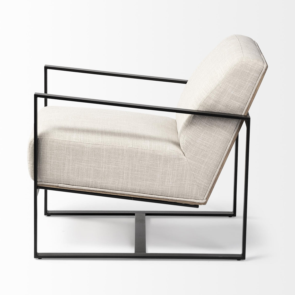 Mercana Stamford Light Beige Upholstered Seat w/ Wood Back, Metal Frame Accent Chair