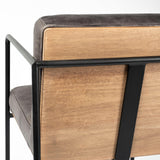 Mercana Stamford 40" Total Height Black Leather Seat w/ Wood Back, Metal Frame Bar Stool