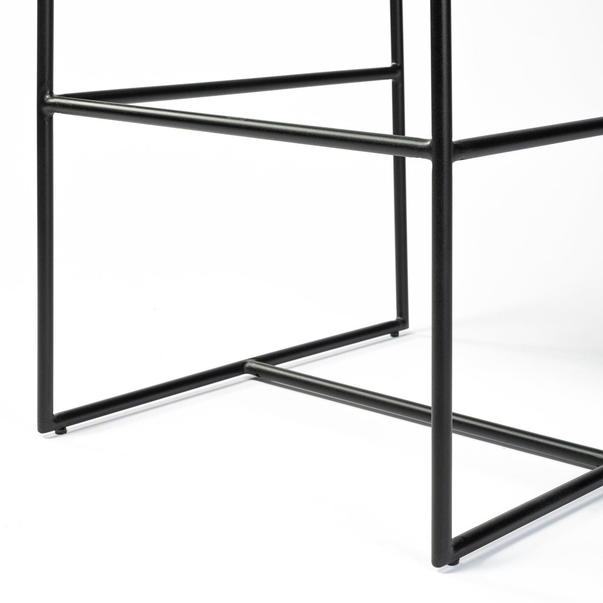 Mercana Stamford 40" Total Height Black Leather Seat w/ Wood Back, Metal Frame Bar Stool