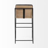 Mercana Stamford 40" Total Height Black Leather Seat w/ Wood Back, Metal Frame Bar Stool