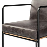 Mercana Stamford 40" Total Height Black Leather Seat w/ Wood Back, Metal Frame Bar Stool