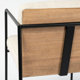 Mercana Stamford 40" Total Height Light Beige Upholstered Seat w/ Wood Back, Metal Frame Bar Stool