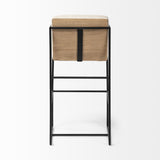 Mercana Stamford 40" Total Height Light Beige Upholstered Seat w/ Wood Back, Metal Frame Bar Stool