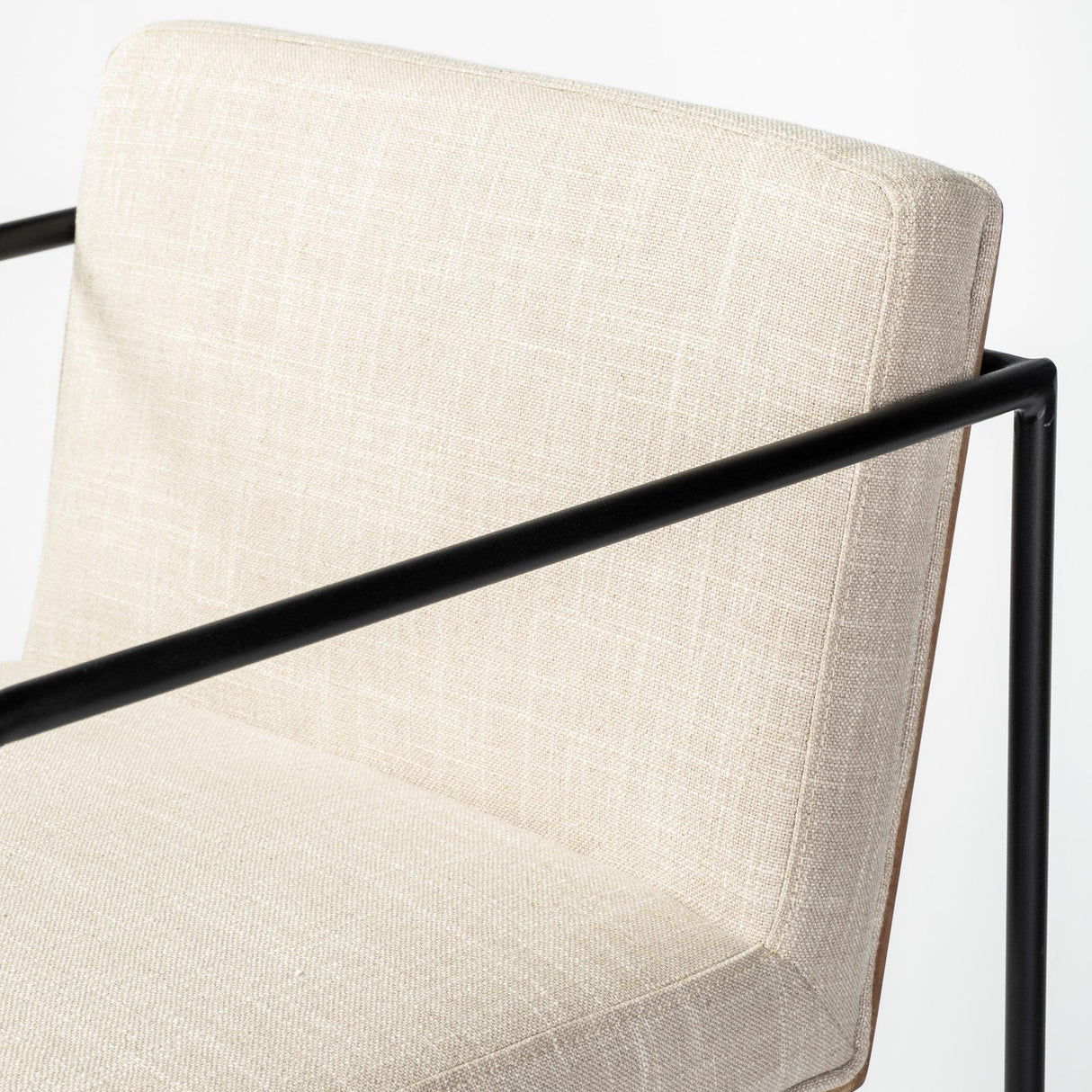 Mercana Stamford 40" Total Height Light Beige Upholstered Seat w/ Wood Back, Metal Frame Bar Stool