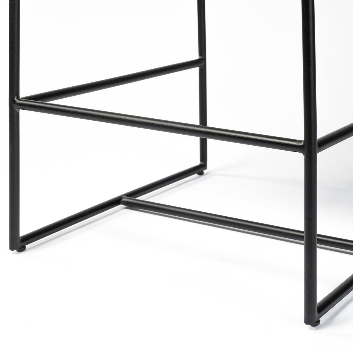 Mercana Stamford 36" Total Height Black Leather Seat w/ Wood Back, Metal Frame Counter Stool