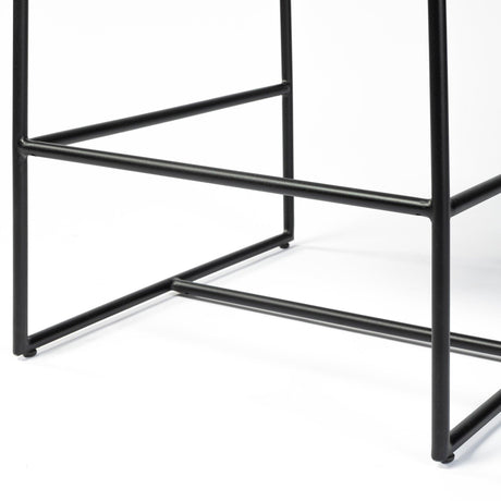 Mercana Stamford 36" Total Height Black Leather Seat w/ Wood Back, Metal Frame Counter Stool