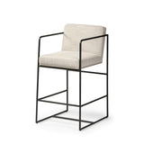 Mercana Stamford 36" Total Height Light Beige Upholstered Seat w/ Wood Back, Metal Frame Counter Stool
