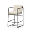 Mercana Stamford 36" Total Height Light Beige Upholstered Seat w/ Wood Back, Metal Frame Counter Stool