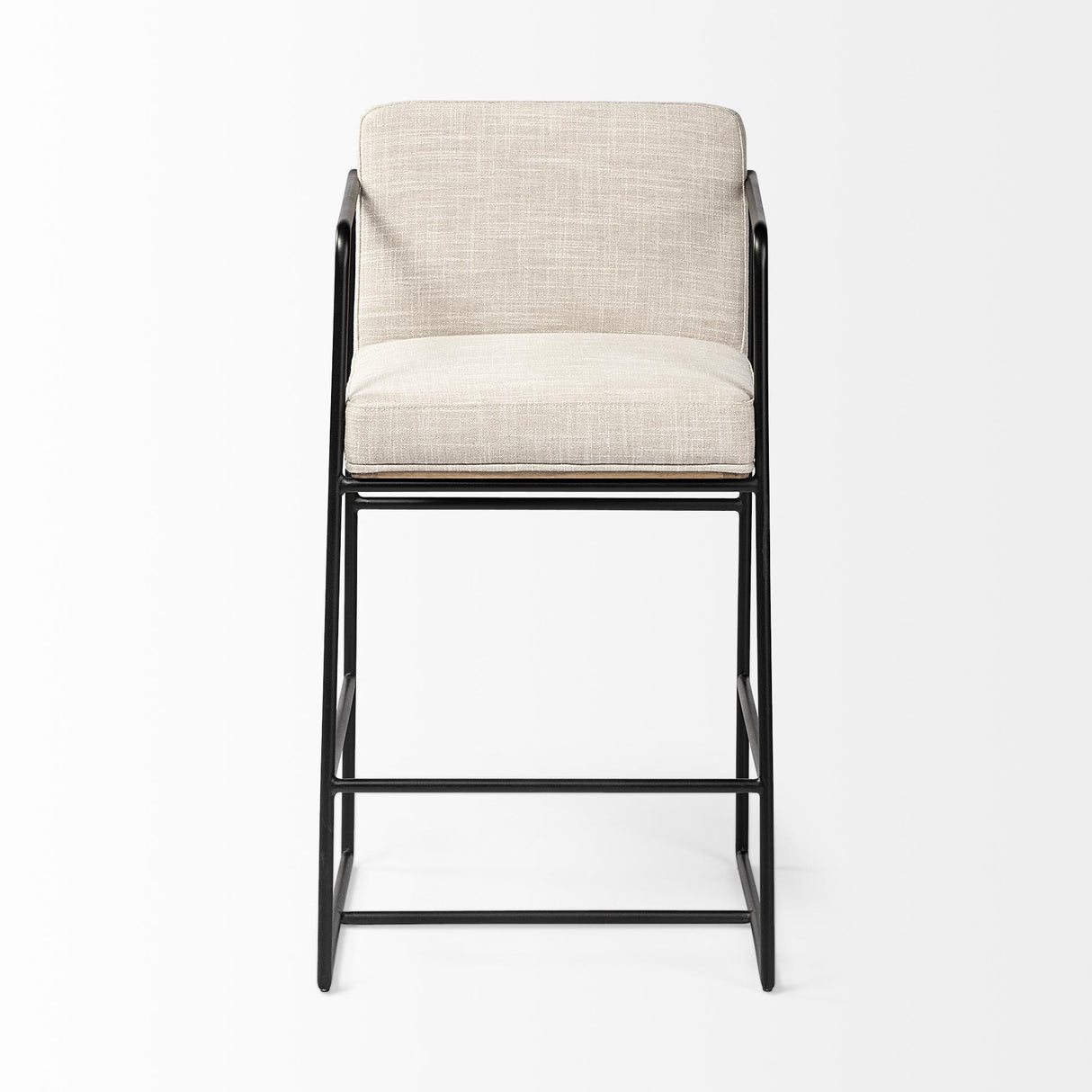 Mercana Stamford 36" Total Height Light Beige Upholstered Seat w/ Wood Back, Metal Frame Counter Stool