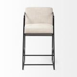 Mercana Stamford 36" Total Height Light Beige Upholstered Seat w/ Wood Back, Metal Frame Counter Stool