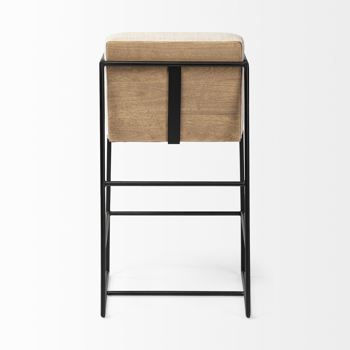Mercana Stamford 36" Total Height Light Beige Upholstered Seat w/ Wood Back, Metal Frame Counter Stool
