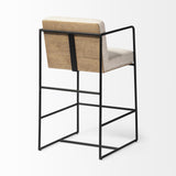 Mercana Stamford 36" Total Height Light Beige Upholstered Seat w/ Wood Back, Metal Frame Counter Stool