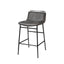 Mercana Kavalan 33.5" Total Height Ebony Leather Seat Black Metal Frame Counter Stool