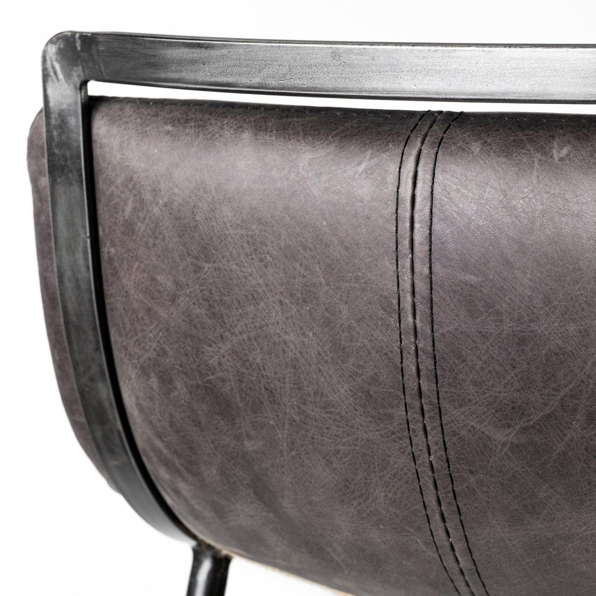 Mercana Kavalan 33.5" Total Height Ebony Leather Seat Black Metal Frame Counter Stool