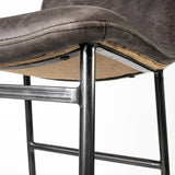 Mercana Kavalan 33.5" Total Height Ebony Leather Seat Black Metal Frame Counter Stool