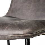 Mercana Kavalan 33.5" Total Height Ebony Leather Seat Black Metal Frame Counter Stool
