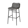 Mercana Kavalan 37.5" Total Height Ebony Leather Seat Black Metal Frame Bar Stool