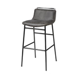 Mercana Kavalan 37.5" Total Height Ebony Leather Seat Black Metal Frame Bar Stool