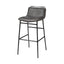 Mercana Kavalan 37.5" Total Height Ebony Leather Seat Black Metal Frame Bar Stool
